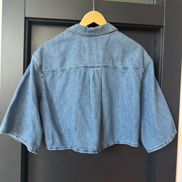 COS demin boxy oversized cropped short sleeved button down - Picture 2 of 4